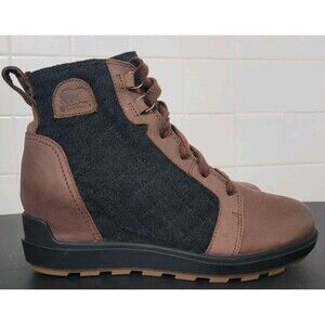 SOREL Evie II NW Lace Suede Boots 9 Wedge Silhouette Waterproof Leather NWOT
